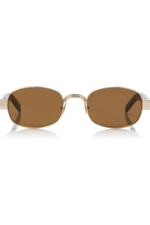 Saint Laurent Round-Frame Metal Sunglasses, , OS