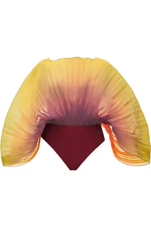 Andrea Iyamah Sombra Pleated Organza Bodysuit, , XS