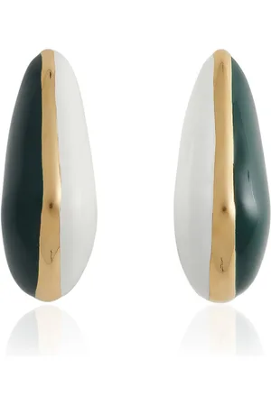 Bottega Veneta Enameled 18K Gold-Finish Sterling Silver Earrings, , OS, , Gifts For Her