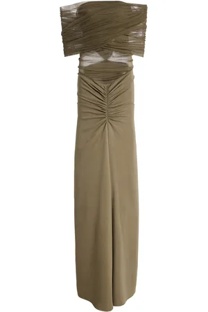 CHRISTOPHER ESBER Ruched Stretch-Tulle Maxi Dress, , AU 6