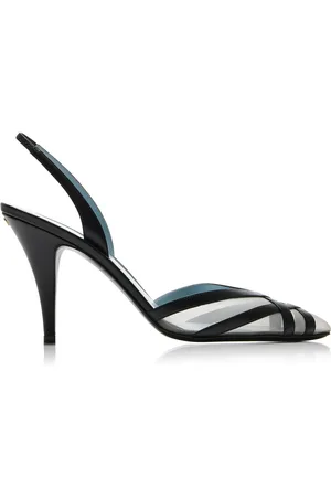 VALENTINO GARAVANI Impudance Leather and Mesh Slingback Pumps, , IT 36