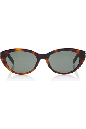 Saint Laurent Round-Frame Tortoiseshell Acetate Sunglasses, , OS