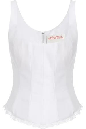Alejandra Alonso Rojas Cotton Broderie Corset Top, , US 4