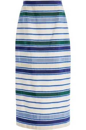 Rosie Assoulin Striped Cotton Midi Skirt, , US 4