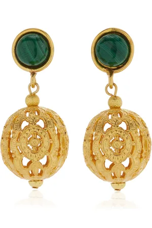 Sylvia Toledano Renaissance 22K -Plated Malachite Earrings, , OS, , Gifts For Her
