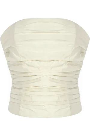 Ilkyaz Ozel Lina Ruched Silk-Taffeta Top, , FR 38