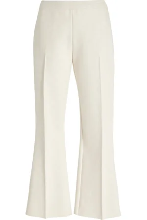 High Kick Stretch-Cotton Knit Cropped Flared Pants, , XS