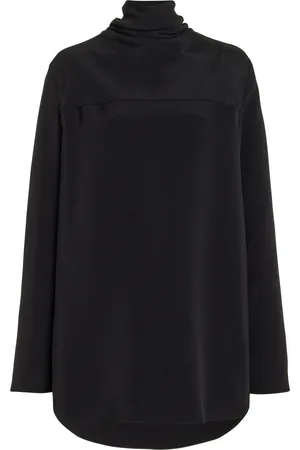 BRANDON MAXWELL The Luna Draped Silk-Crepe Top, , US 2