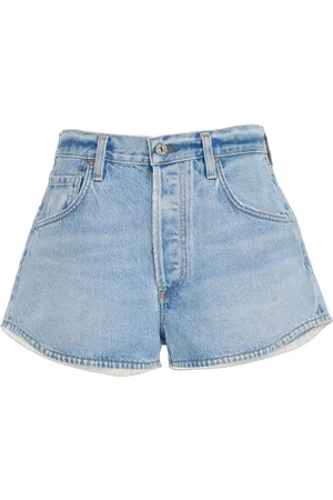 Citizens of Humanity Abita Curved-Hem Denim Shorts, , 32
