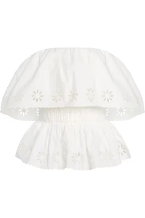 POSSE Exclusive Riviera Cecilia Ruffled Strapless Cotton Top, , XS