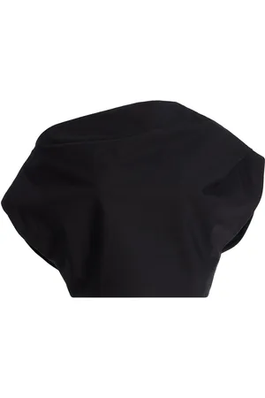 BRANDON MAXWELL Exclusive RIviera Asymmetric Draped Cotton Crop Top, , US 0
