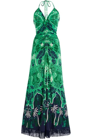 Cara Cara Shelter Island Fringed Jersey Halter Midi Dress, , M