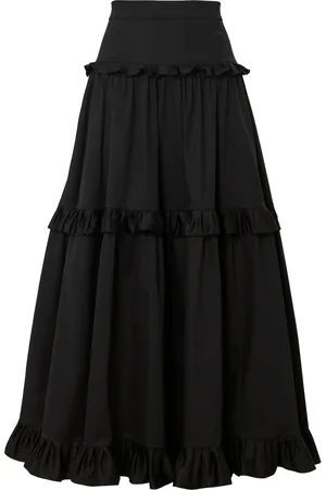 Carolina Herrera Ruffled Cotton-Blend Maxi Skirt, , US 0