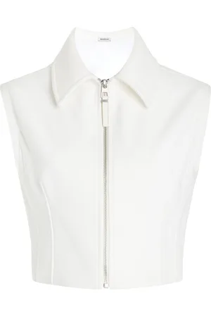 Simkhai Alix Zip-Front Suiting Crop Top, , US 0