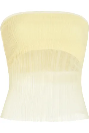 Simkhai Emberly Sheer Plissé Strapless Top, , S