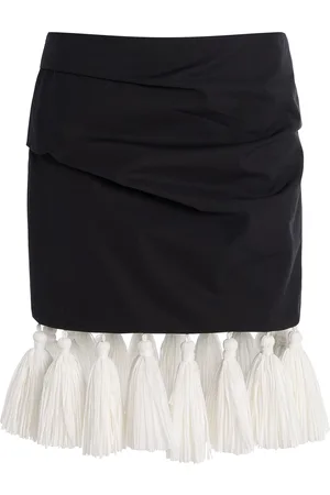BRANDON MAXWELL Exclusive RIviera Asymmetric Draped Cotton Mini Skirt, , US 0
