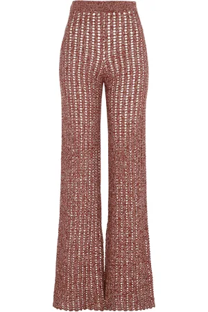 Escvdo Aija Cotton Crochet Flare Pants, , M