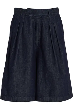 The Frankie Shop Xavier Pleated Denim Shorts, , XS