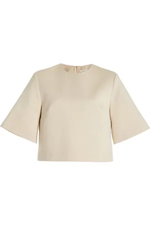By Malene Birger Hania Boxy Cotton-Blend Cropped T-Shirt, , FR 34