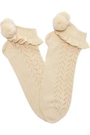 VALENTINO GARAVANI Pom-Pom Ruffled Cotton Ankle Socks, , S/M