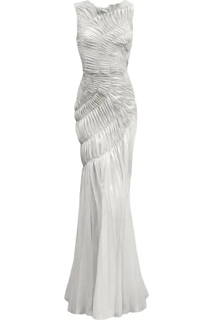 GEORGIA HARDINGE Fossil Shirred Metallic Chiffon Maxi Dress, , UK 14