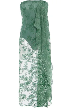 CHRISTOPHER ESBER Draped Cotton-Blend Lace Midi Dress, , AU 6