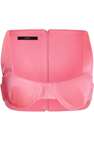 ALEX PERRY Exclusive Delyth Shiny Satin Crepe Cropped Top, , AU 14