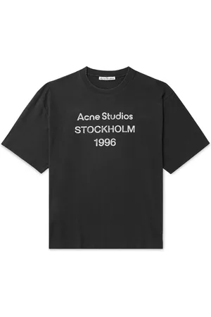 Acne Studios Exford Distressed Logo-Print Cotton-Jersey T-Shirt