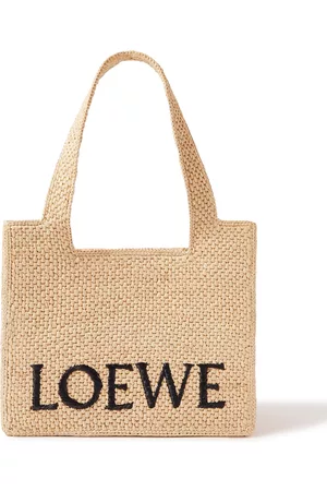 LOEWE Standard A4 leather-trimmed embroidered raffia tote