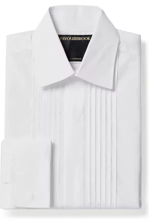 Favourbrook Pleated Double-Cuff Cotton-Poplin Tuxedo Shirt