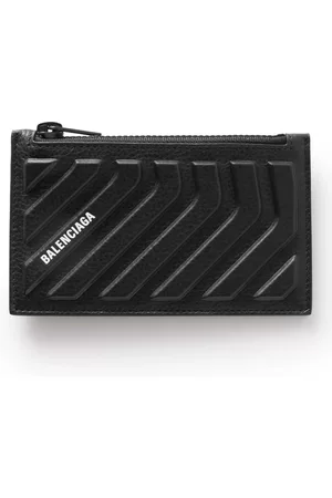 Balenciaga Logo-Print Embossed Full-Grain Leather Cardholder