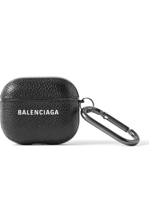 Balenciaga Logo-Print Full-Grain Leather AirPods Pro Case
