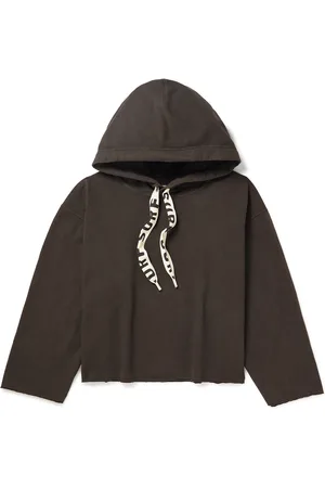 KAPITAL Grosgrain-Trimmed Frayed Cotton-Jersey Hoodie