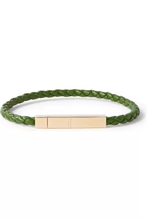 Bottega Veneta Braided Leather and Gold-Plated Bracelet
