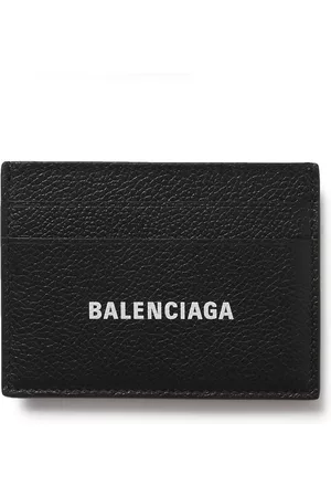 Balenciaga Logo-Print Full-Grain Leather Cardholder