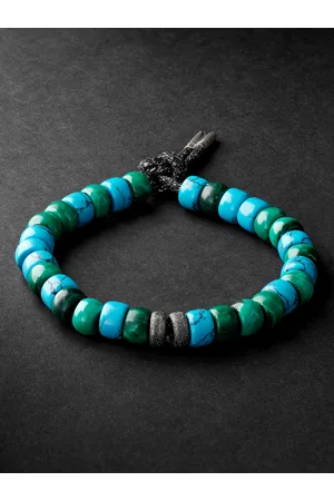 CAROLINA BUCCI Forte Beads White and Blackened Gold, Turquoise and Malachite Bracelet