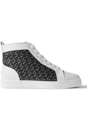 Christian Louboutin Louis Junior Spikes Orlato Leather And Jacquard Sneakers  in White for Men