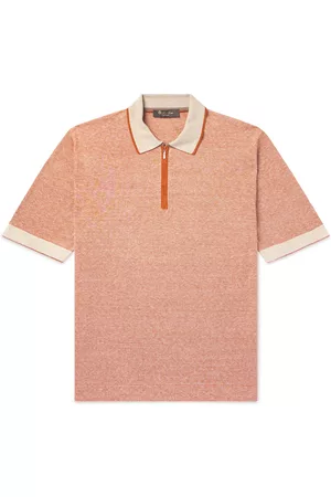 Loro Piana Slim-Fit Striped Silk and Linen-Blend Polo Shirt