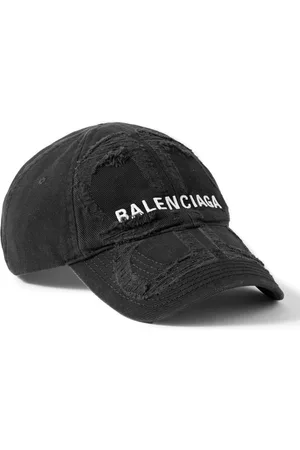 Balenciaga BB Distressed Logo-Embroidered Cotton-Twill Baseball Cap