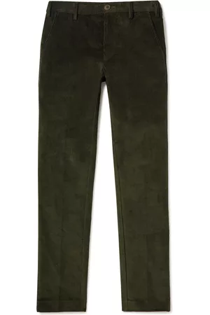 Emerald Green Flat Front Corduroy Trousers  Peter Christian