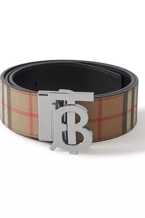 BURBERRY Logo-Embossed Checked Leather Belt Bag for Men