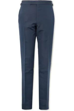Tom Ford Shelton Slim-fit Straight-leg Cotton And Silk-blend Suit Trousers  In Neutrals | ModeSens