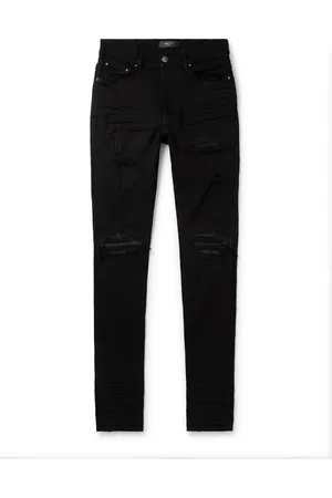 AMIRI MX1 Skinny-Fit Leather-Panelled Distressed Jeans