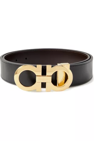 Gold colour double AA Buckle Black Belt for Womens n Girls