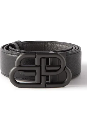 Balenciaga 3.5cm Logo-Embellished Full-Grain Leather Belt