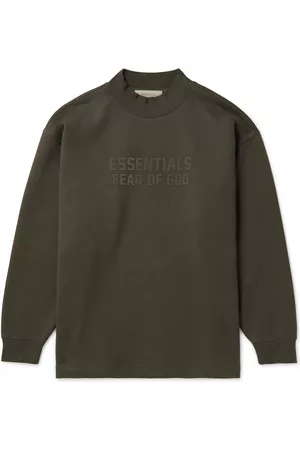 FEAR OF GOD ESSENTIALS Logo-Flocked Cotton-Blend Jersey Mock-Neck Sweatshirt  for Men