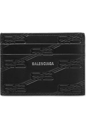 Balenciaga Logo-Print Monogrammed Leather Cardholder