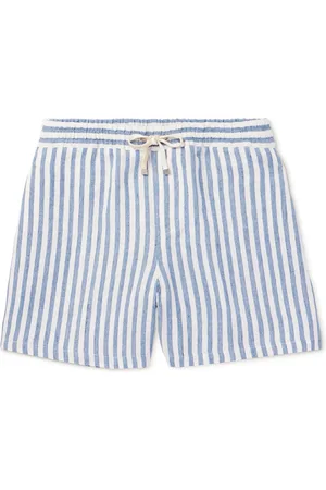 Loro Piana Bermuda Bay Straight-Leg Striped Linen Drawstring Shorts