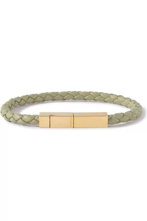 Bottega Veneta Braided Leather and Gold-Plated Bracelet