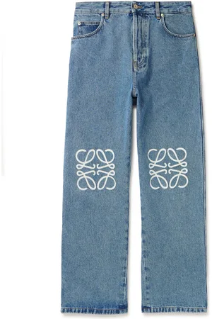 Straight-Leg Logo-Embroidered Jeans